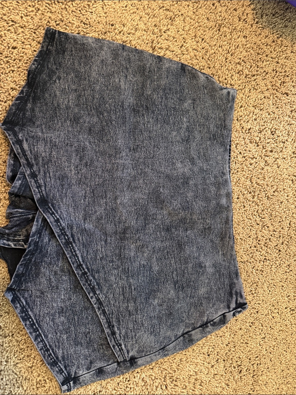 Dark Acid Wash Denim Skort - Casual Mini